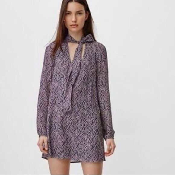 Aritzia Talula Cadogan Dress Tie Neck Boho navy Floral Print Small - Picture 1 of 12